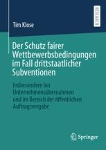 cover: Der Schutz fairer Wettbewerbsbedingungen im Fall drittstaatlicher Subventionen